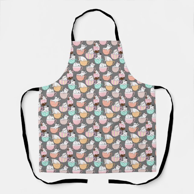 Cat in a cup pattern design 01 w apron (Front)