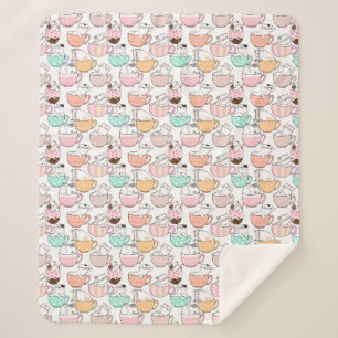 Cat in a cup pattern design 01 w sherpa blanket