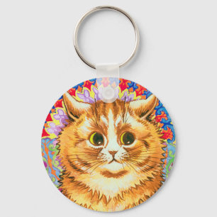 Cat in a Decorative Pattern, Louis Wain Keychain