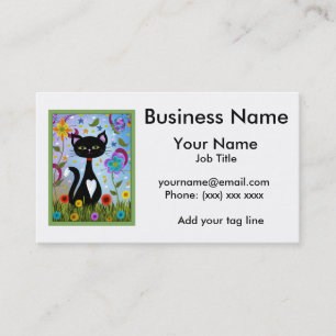 Cat In A Garden Abstract Art Personalized Business Card