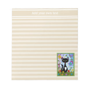 Cat In A Garden Abstract Art Personalized Notepad