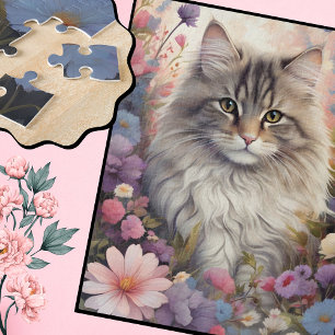 Cat in a garden of wonder jigsaw puzzle