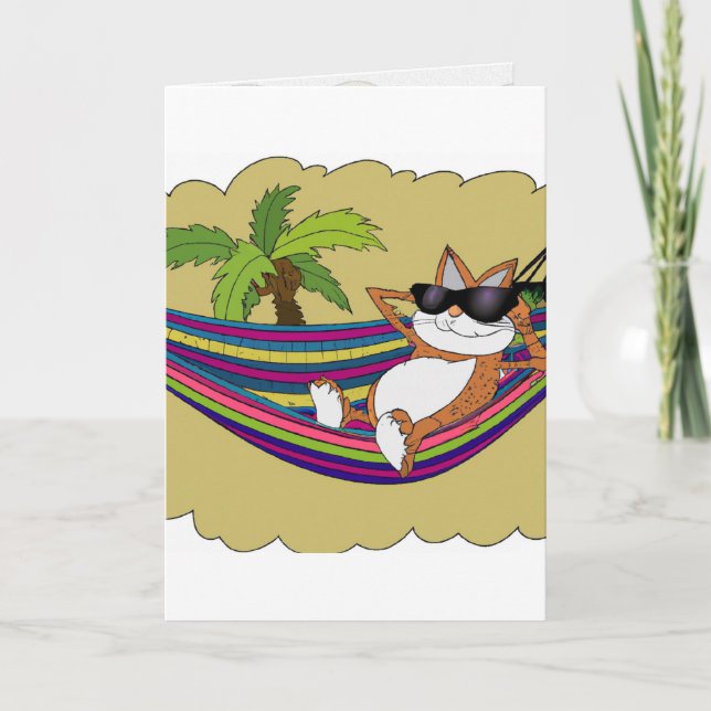 Cat in a Hammock Graphic Arts Card (Front)