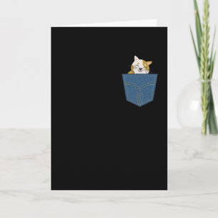Cat in a jeans pocket card