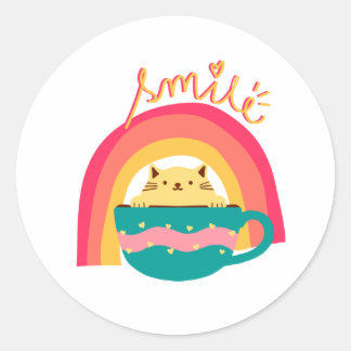 Cat in a Mug Classic Round Sticker