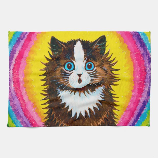Cat in a Rainbow, Louis Wain Kitchen Towel (Horizontal)