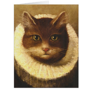 Cat In A Ruff Cute Victorian Art Vintage Painting