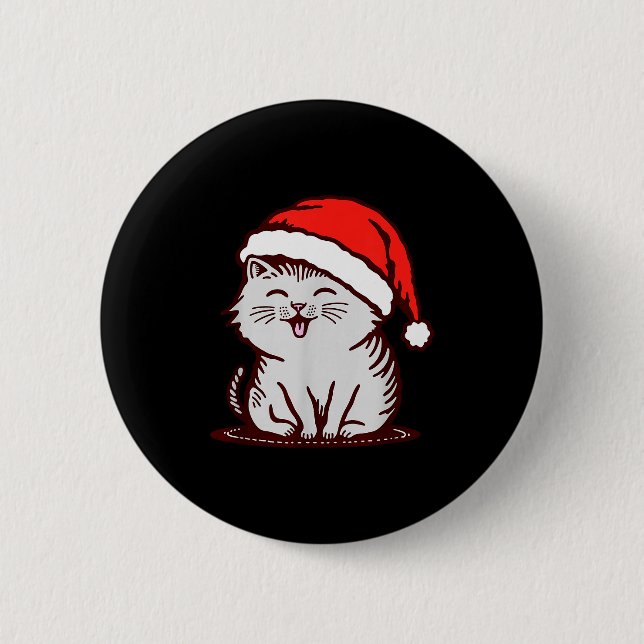 Cat In A Santa Hat  2 Inch Round Button (Front)