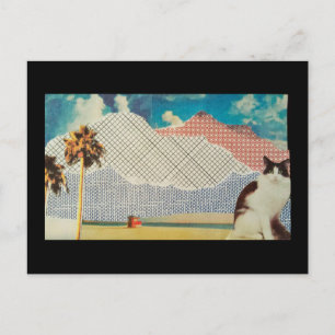 Cat in a strange landscape postcard