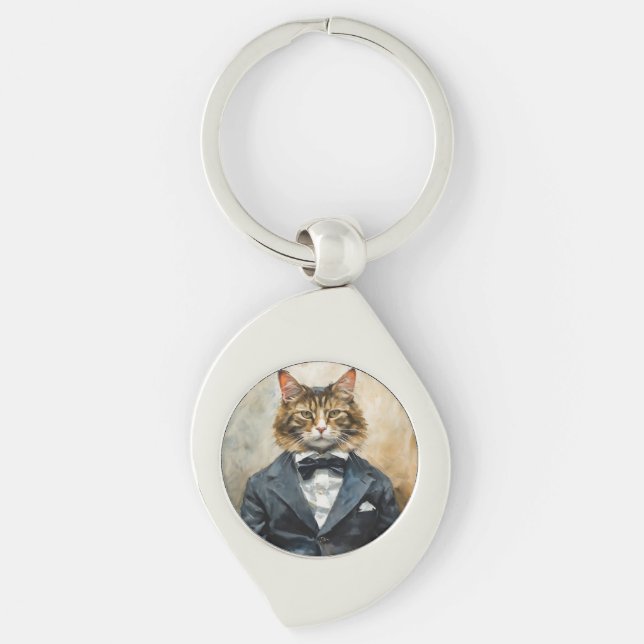 Cat in a Suit Keychain (Front)