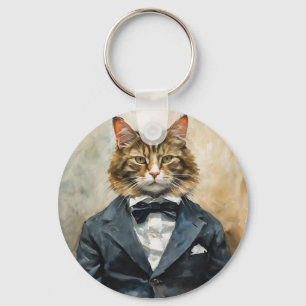 Cat in a Suit Keychain