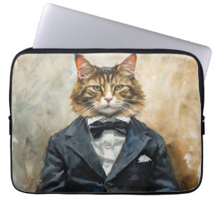 Cat in a Suit Laptop Sleeve