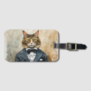 Cat in a Suit Luggage Tag