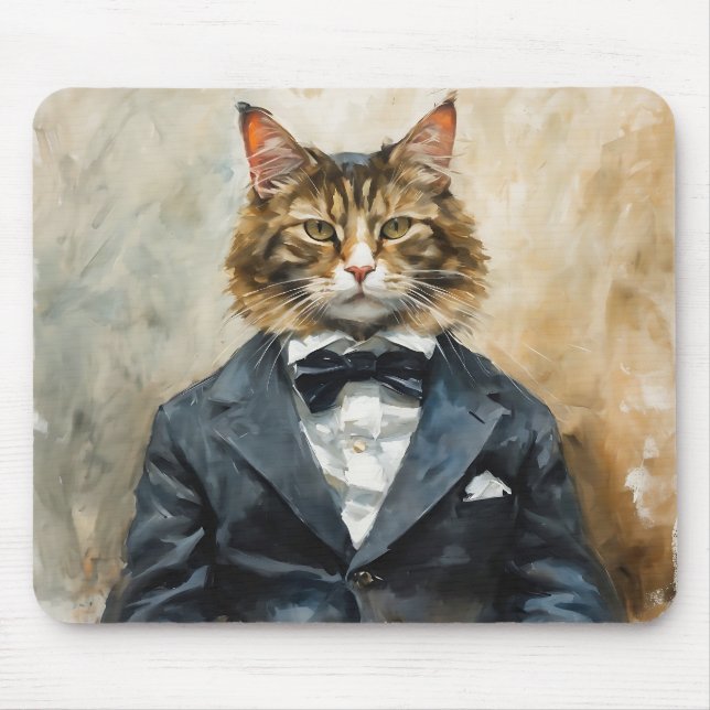 Cat in a Suit Mouse Pad (Front)