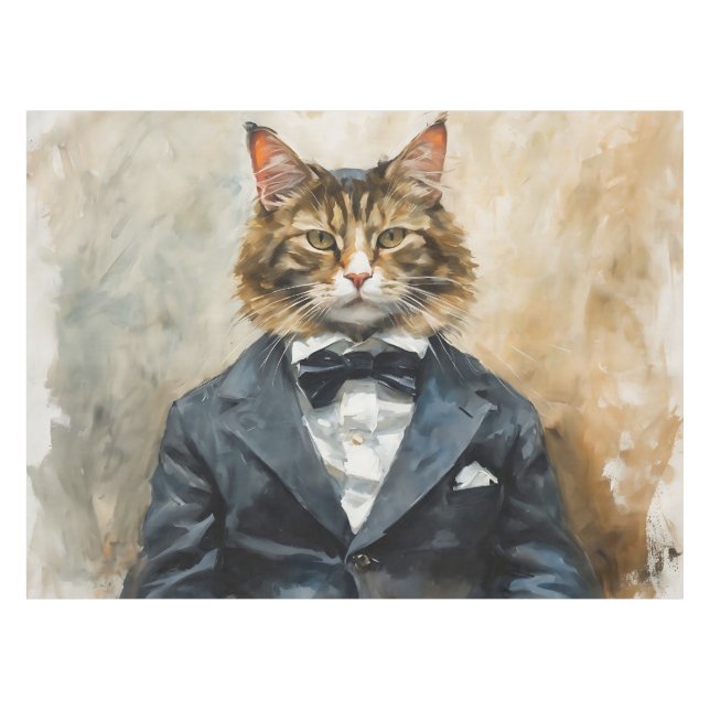 Cat in a Suit Tablecloth (Front (Horizontal))