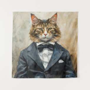Cat in a Suit Tapestry