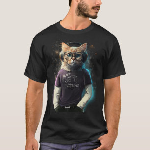 Cat in a t-shirt, headphones and glasses T-Shirt