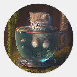 Cat in a teacup Kitten in a Teacup Cat Stickers
