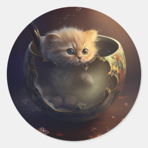 Cat in a teacup Kitten in a Teacup Cat Stickers