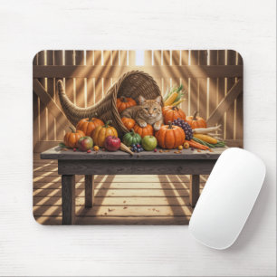 Cat In a Thanksgiving Cornucopia Mouse Pad