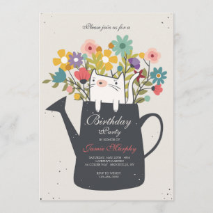 Cat In A Watering Can Invitation