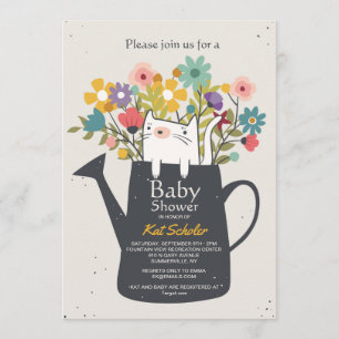 Cat In A Watering Can Invitation