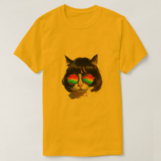Cat in a Wig + Sunglasses (Painting #1) T-Shirt