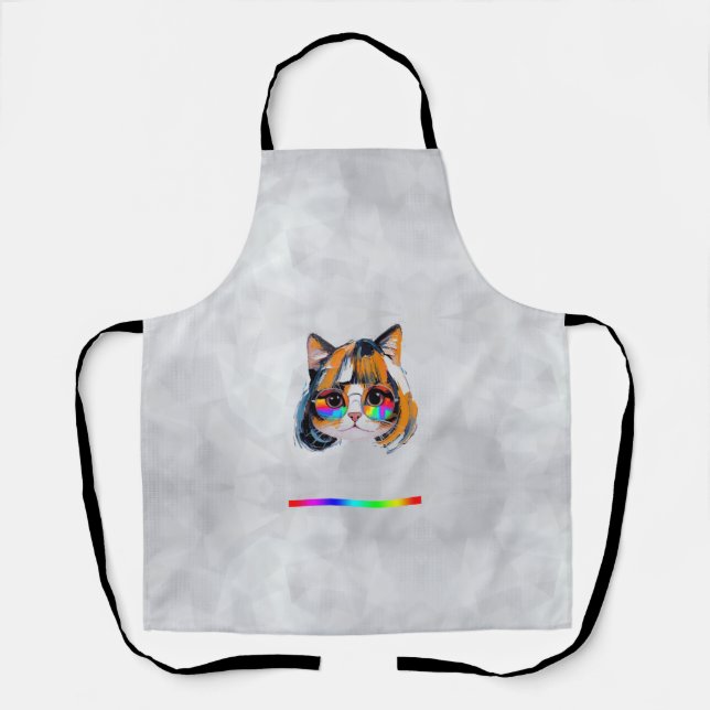 Cat in a Wig + Sunglasses (Painting #2) Apron (Front)