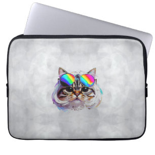 Cat in a Wig + Sunglasses (Painting #3) Laptop Sleeve