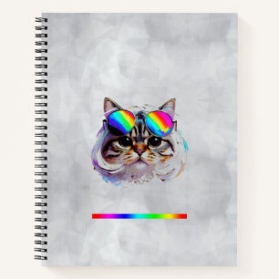 Cat in a Wig + Sunglasses (Painting #3) Notebook