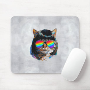 Cat in a Wig + Sunglasses (Painting #5) Mouse Pad