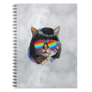 Cat in a Wig + Sunglasses (Painting #5) Notebook