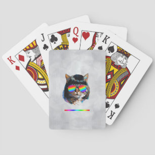 Cat in a Wig + Sunglasses (Painting #5 + RGB) Playing Cards