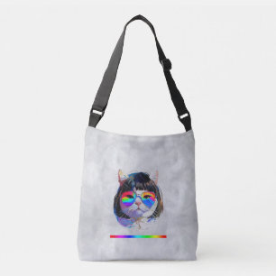 Cat in a Wig + Sunglasses (Painting #7) Crossbody Bag