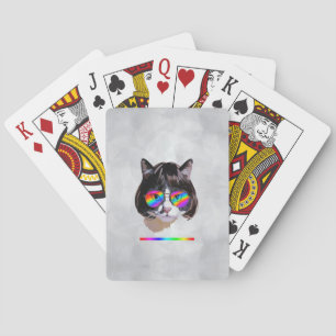 Cat in a Wig + Sunglasses (Painting #8 + RGB) Playing Cards