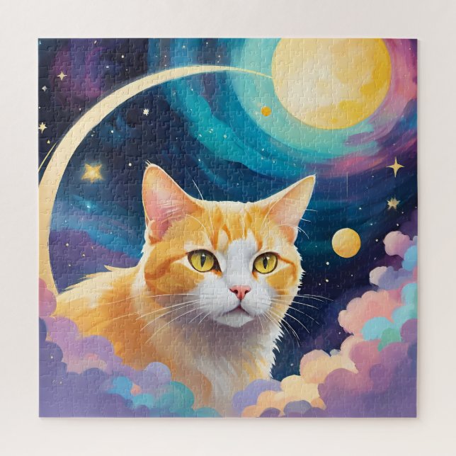Cat in abstract landscape jigsaw puzzle (Vertical)