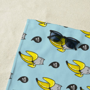Cat in banana beach towel