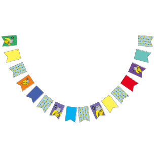 Cat in banana bunting flags
