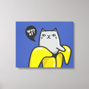 Cat in banana canvas print