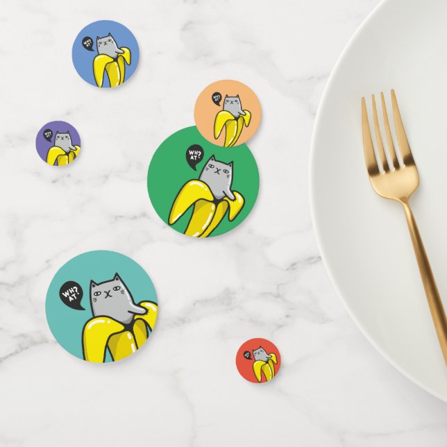 Cat in banana confetti (Group)