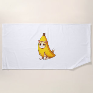 Cat in Banana Costume  Beach Towel
