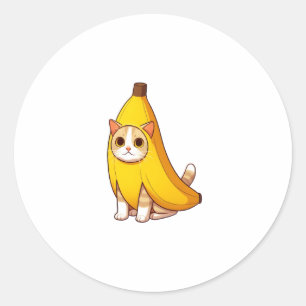 Cat in Banana Costume Classic Round Sticker