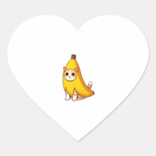 Cat in Banana Costume Heart Sticker