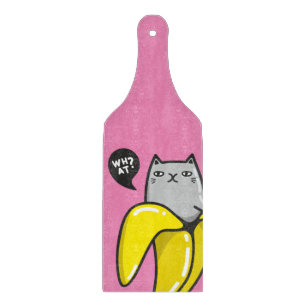 Cat in banana cutting board