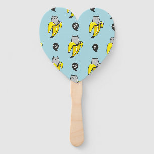 Cat in banana hand fan