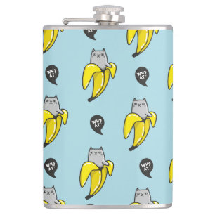 Cat in banana hip flask