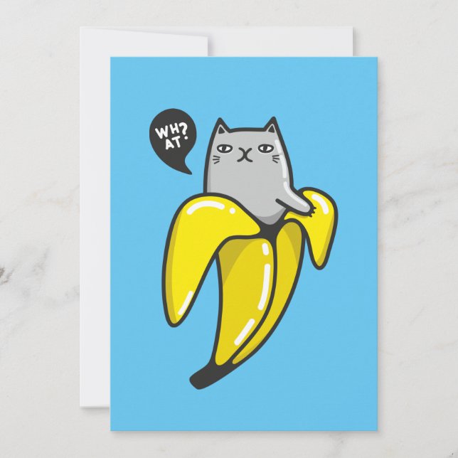Cat in banana invitation (Front)
