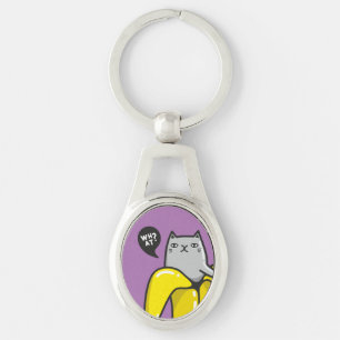 Cat in banana keychain