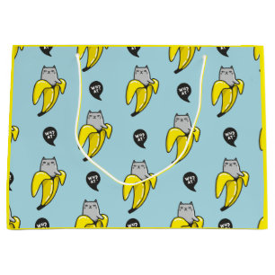 Cat in banana large gift bag