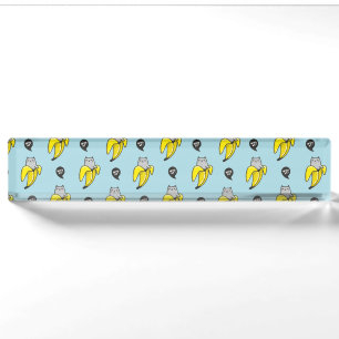 Cat in banana nameplate